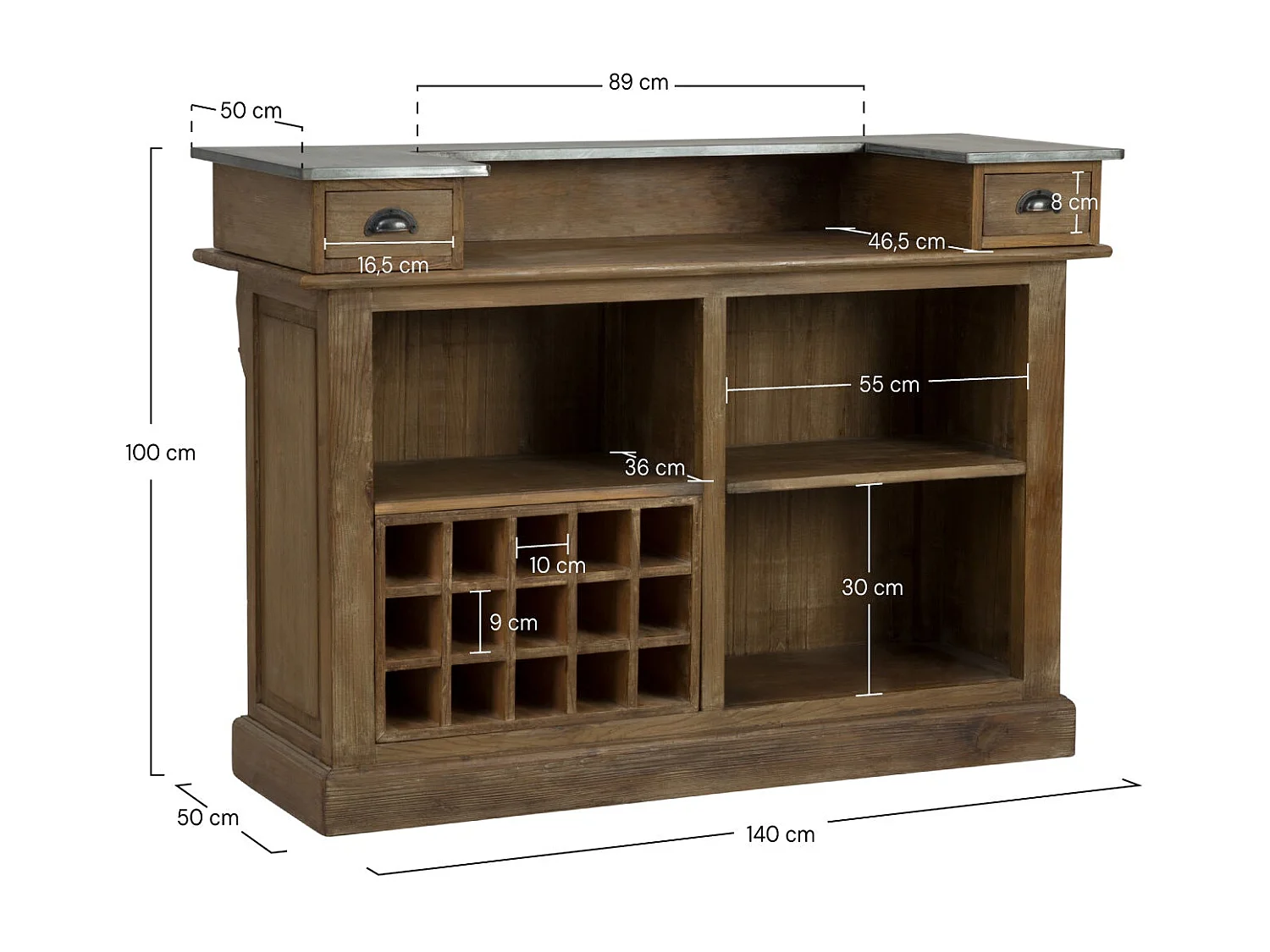 Meuble de bar en bois de cèdre recyclé et métal - Spritz