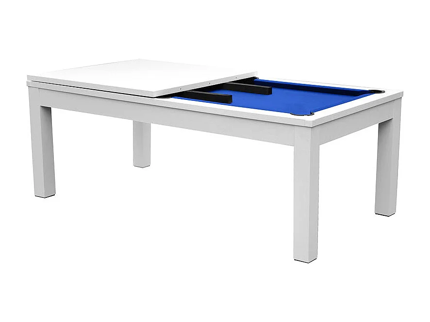 Table de billard convertible blanche tapis bleu - Eddie