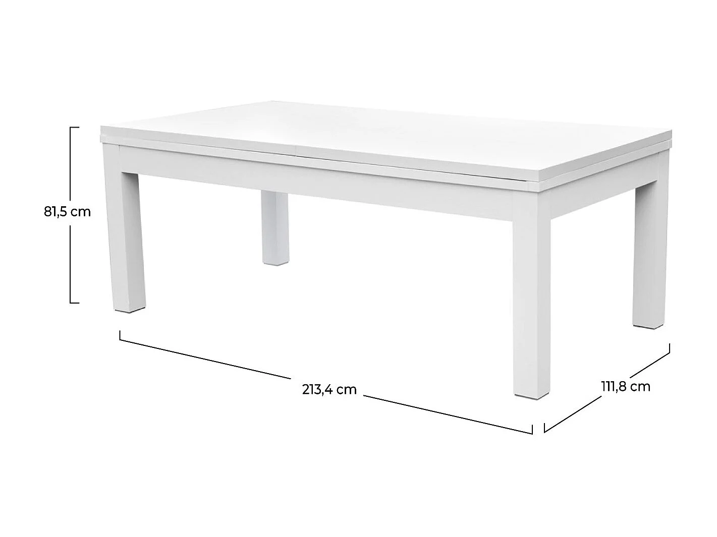 Mesa de billar convertible blanca con alfombra azul - Eddie