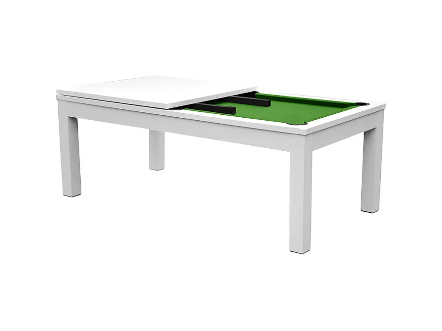 Tavolo da biliardo trasformabile bianco con tappeto verde - Eddie
