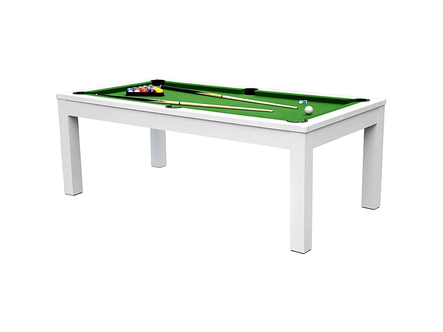 Tavolo da biliardo trasformabile bianco con tappeto verde - Eddie