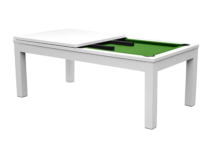 Mesa de billar convertible blanca con alfombra verde - Eddie