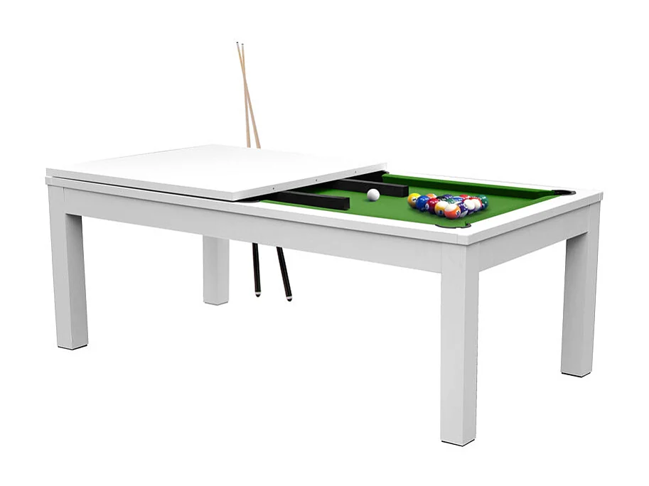 Mesa de billar convertible blanca con alfombra verde - Eddie