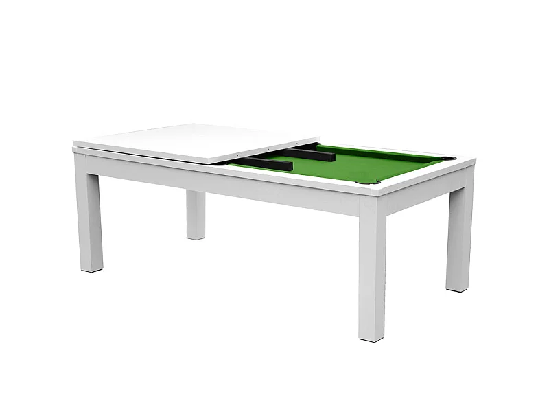 Mesa de billar convertible blanca con alfombra verde - Eddie