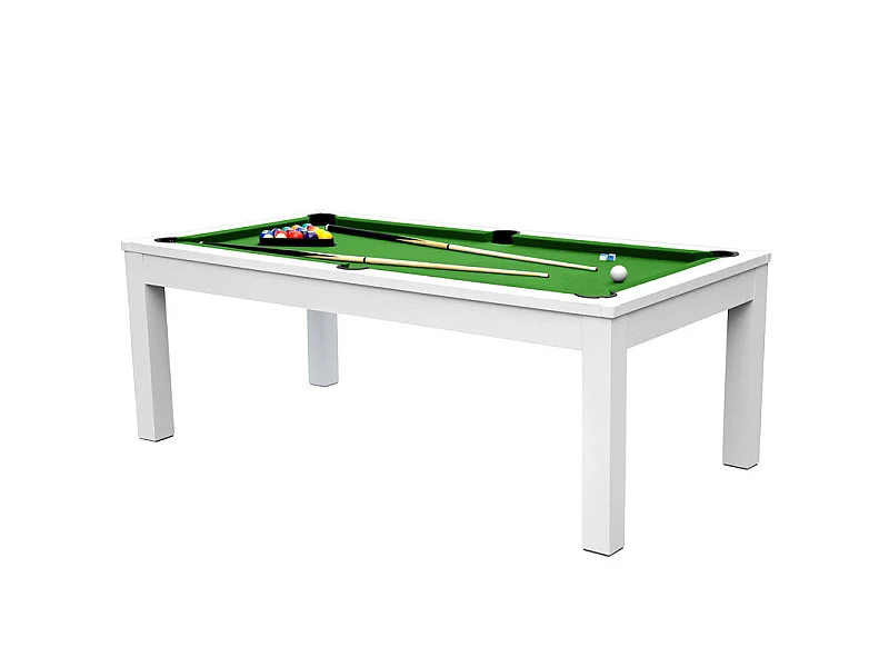 Mesa de billar convertible blanca con alfombra verde - Eddie