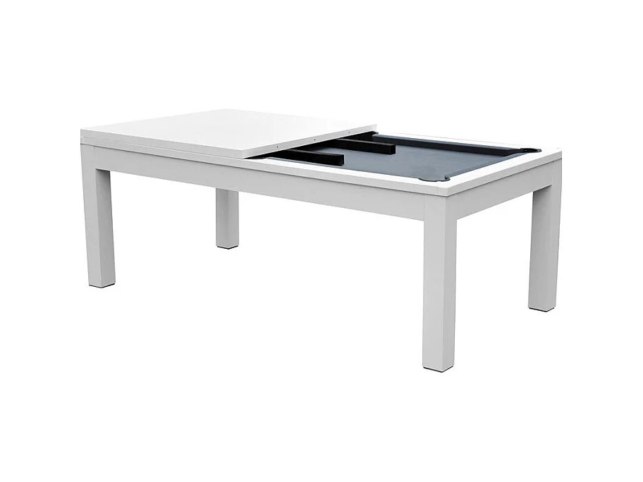 Table de billard convertible blanche tapis gris - Eddie