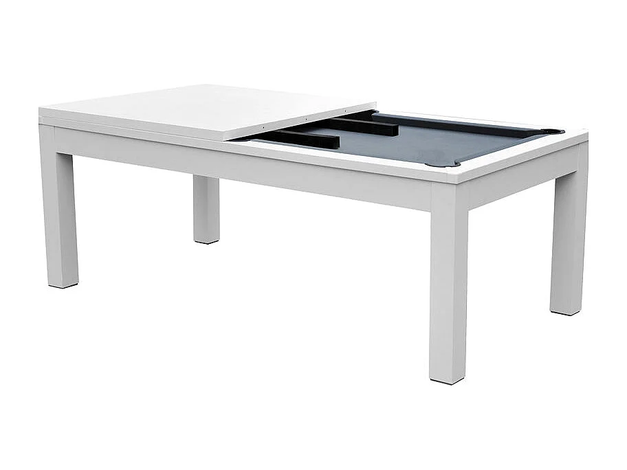 Table de billard convertible blanche tapis gris - Eddie