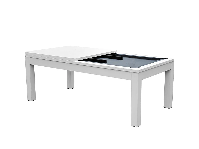 Table de billard convertible blanche tapis gris - Eddie