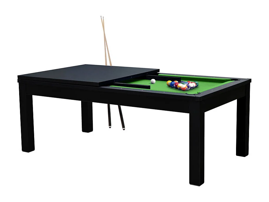 Mesa de billar convertible negra con alfombra verde - Eddie