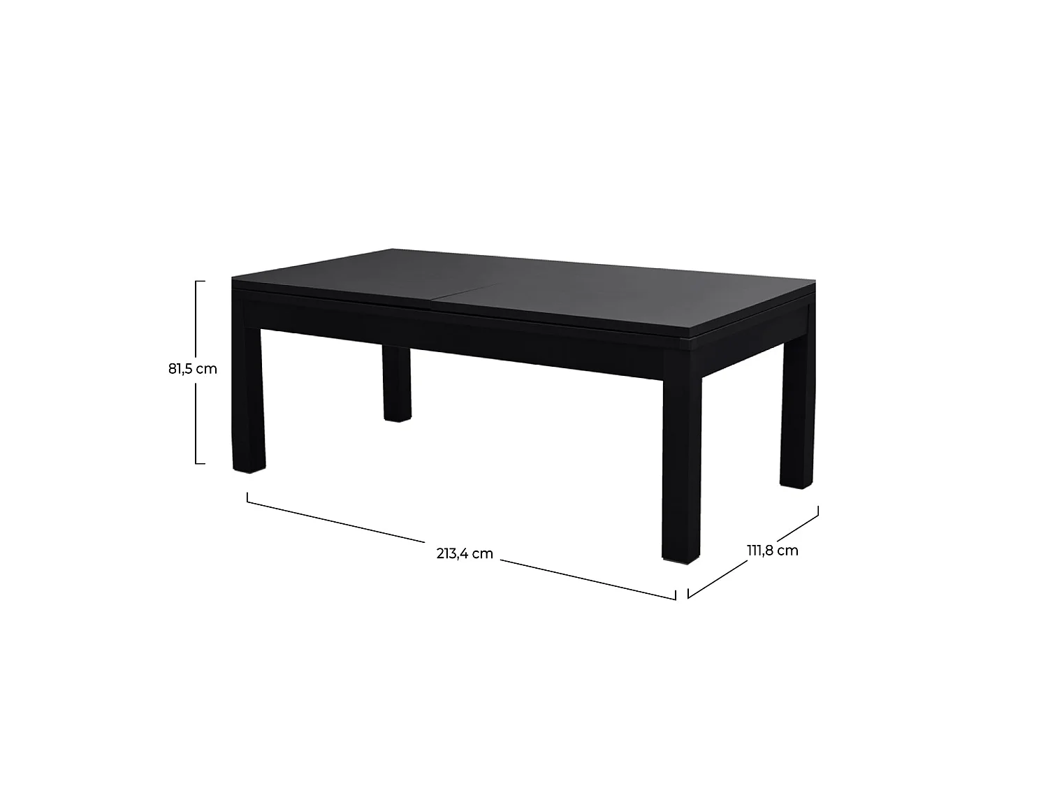 Mesa de billar convertible negra con alfombra verde - Eddie