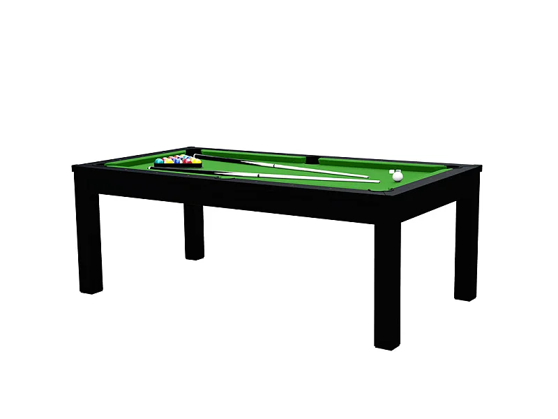 Mesa de billar convertible negra con alfombra verde - Eddie