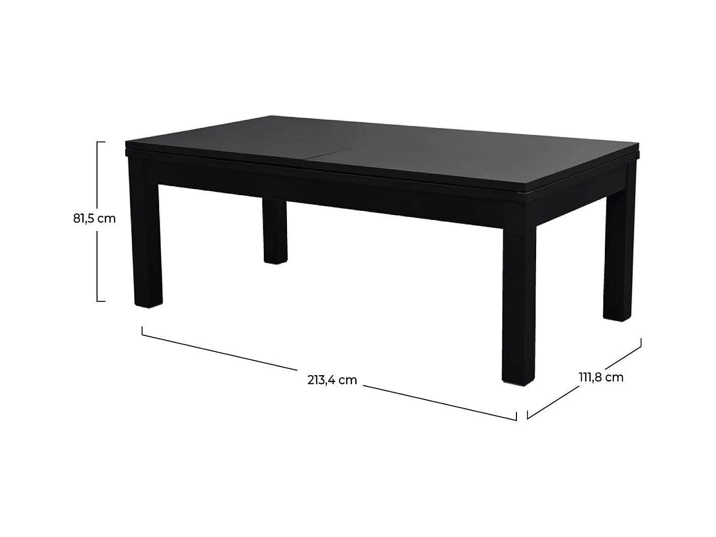 Mesa de billar convertible negra con alfombra azul - Eddie