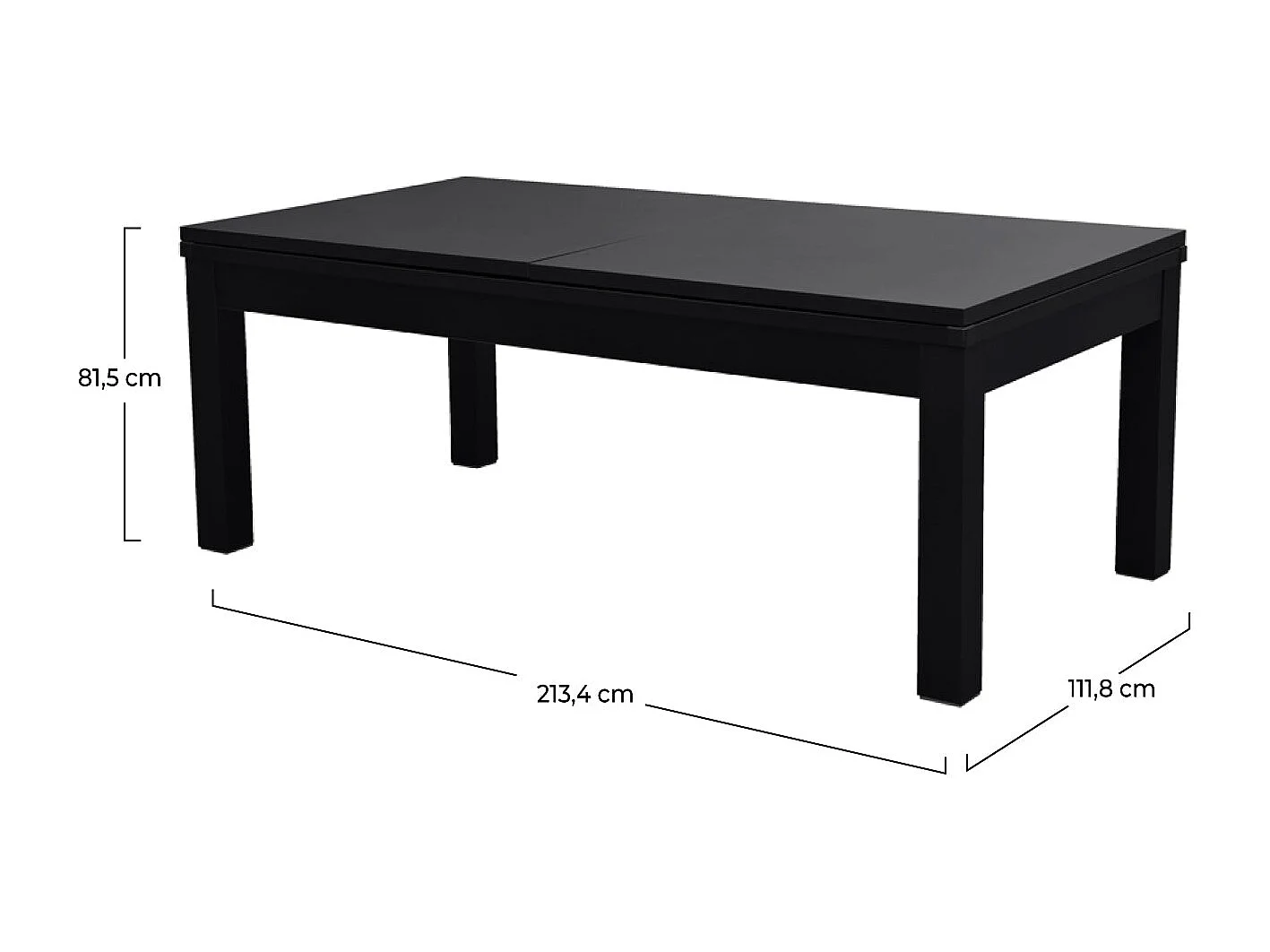 Mesa de billar convertible negra con alfombra azul - Eddie