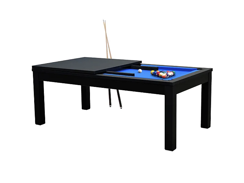 Tavolo da biliardo convertibile nero con panno blu - Eddie
