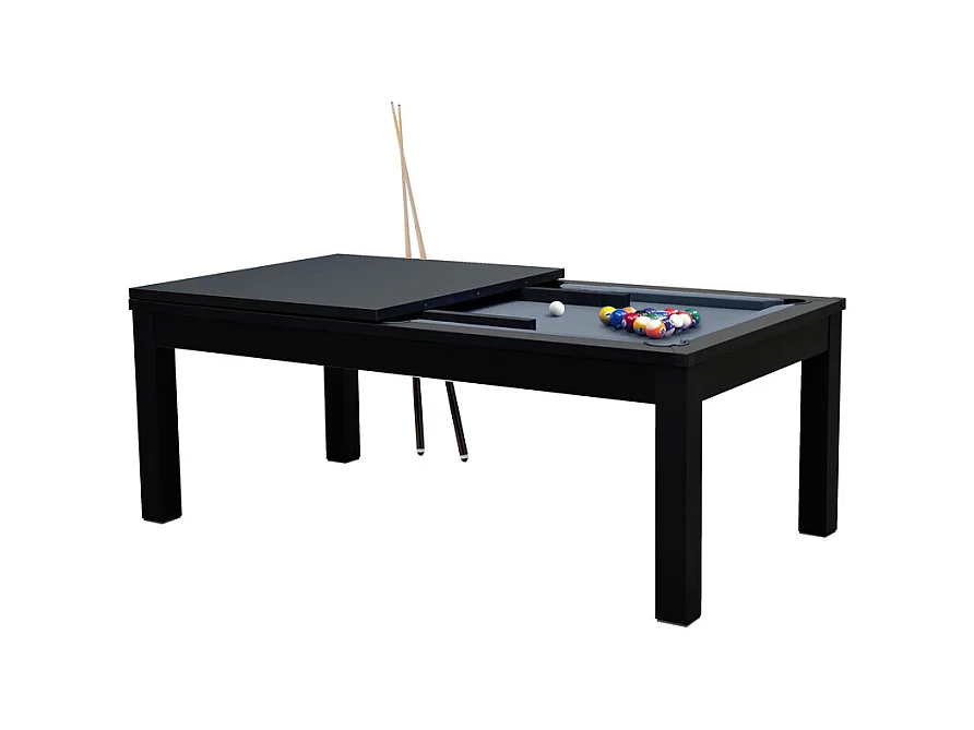 Table de billard convertible noire tapis gris - Eddie
