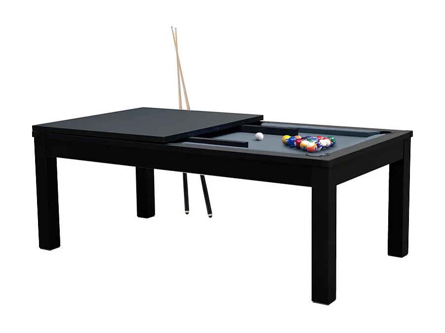 Mesa de billar convertible negra con alfombra gris - Eddie