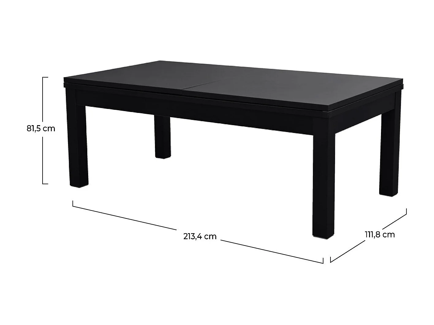 Mesa de billar convertible negra con alfombra gris - Eddie