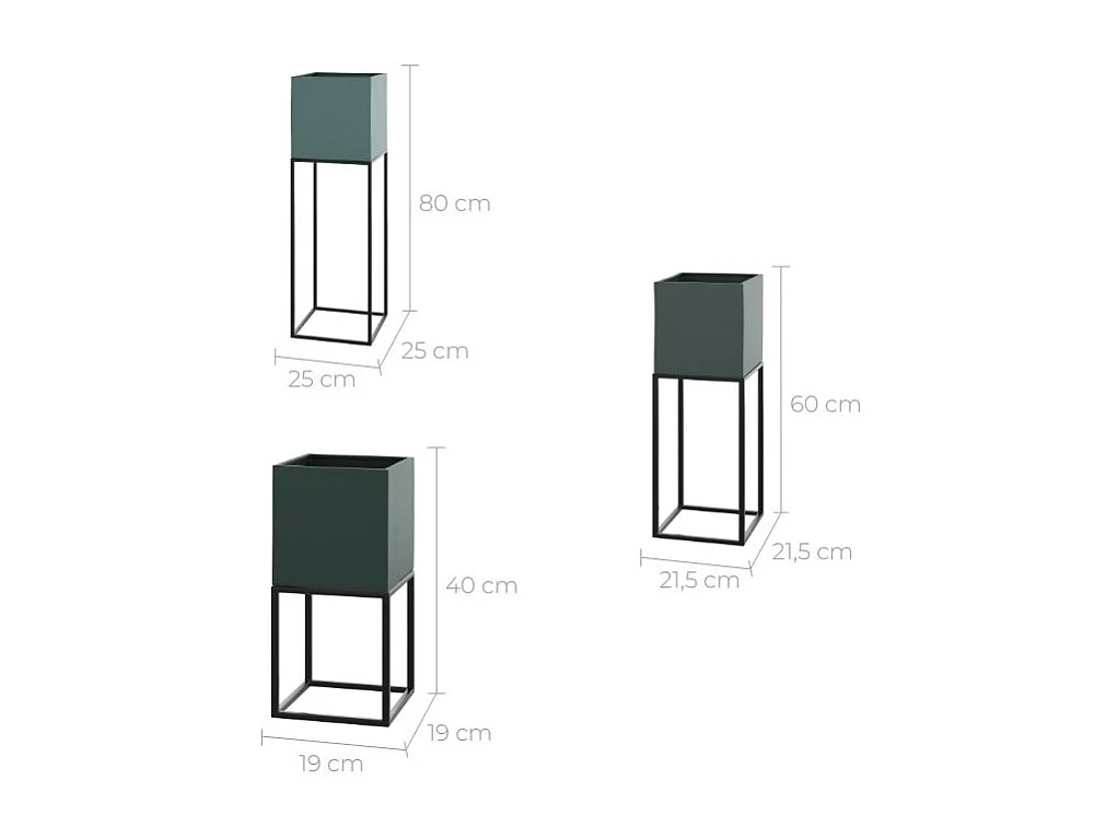 Jardinera de metal gris azulado (set de 3) - Eagle