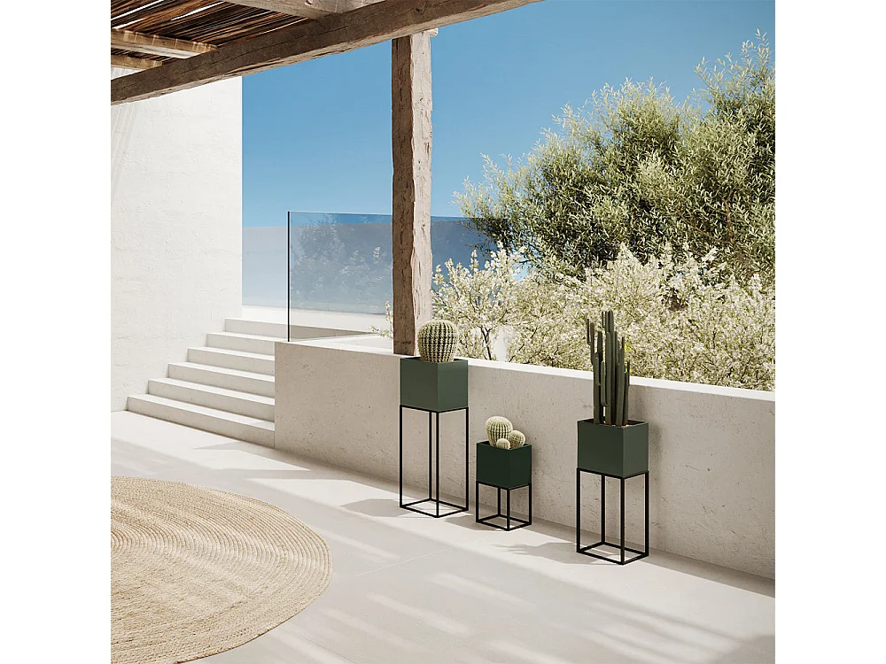 Jardinera de metal gris azulado (set de 3) - Eagle