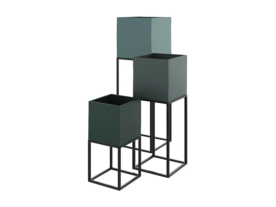 Cache-pot en métal bleu gris (lot de 3) - Eagle