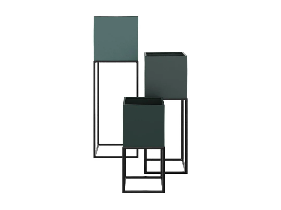 Cache-pot en métal bleu gris (lot de 3) - Eagle