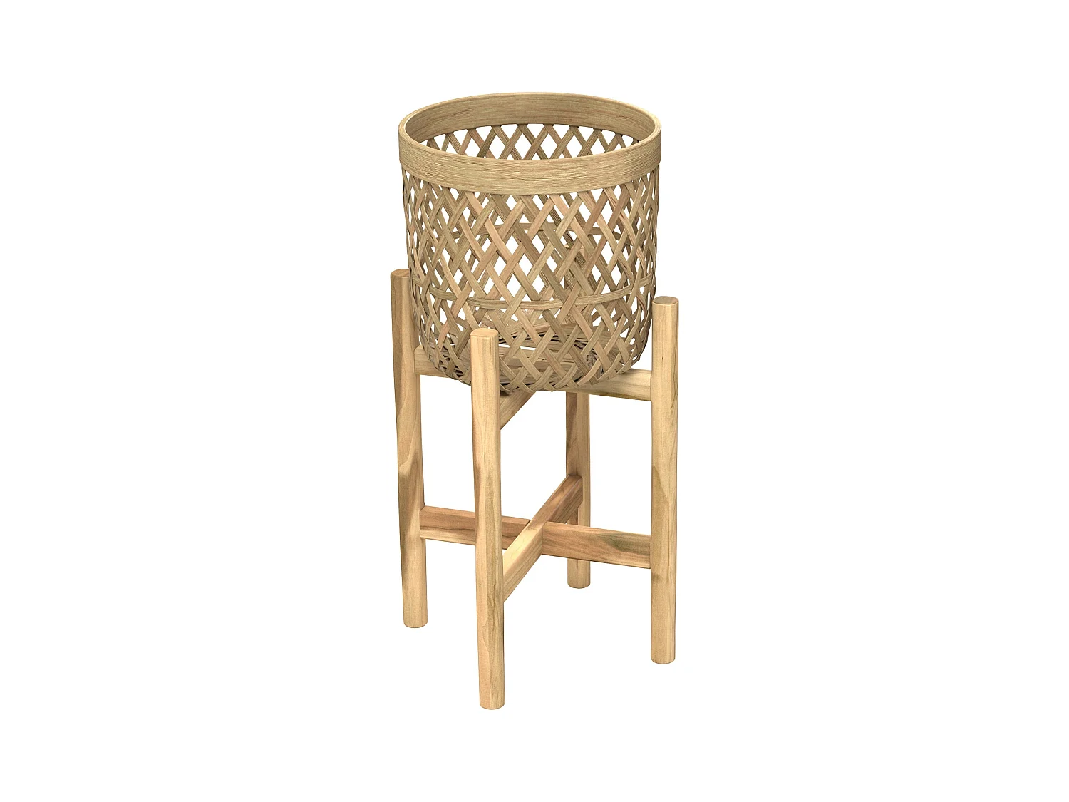 Cache-pot pieds en teck et bambou (lot de 2) - Mila