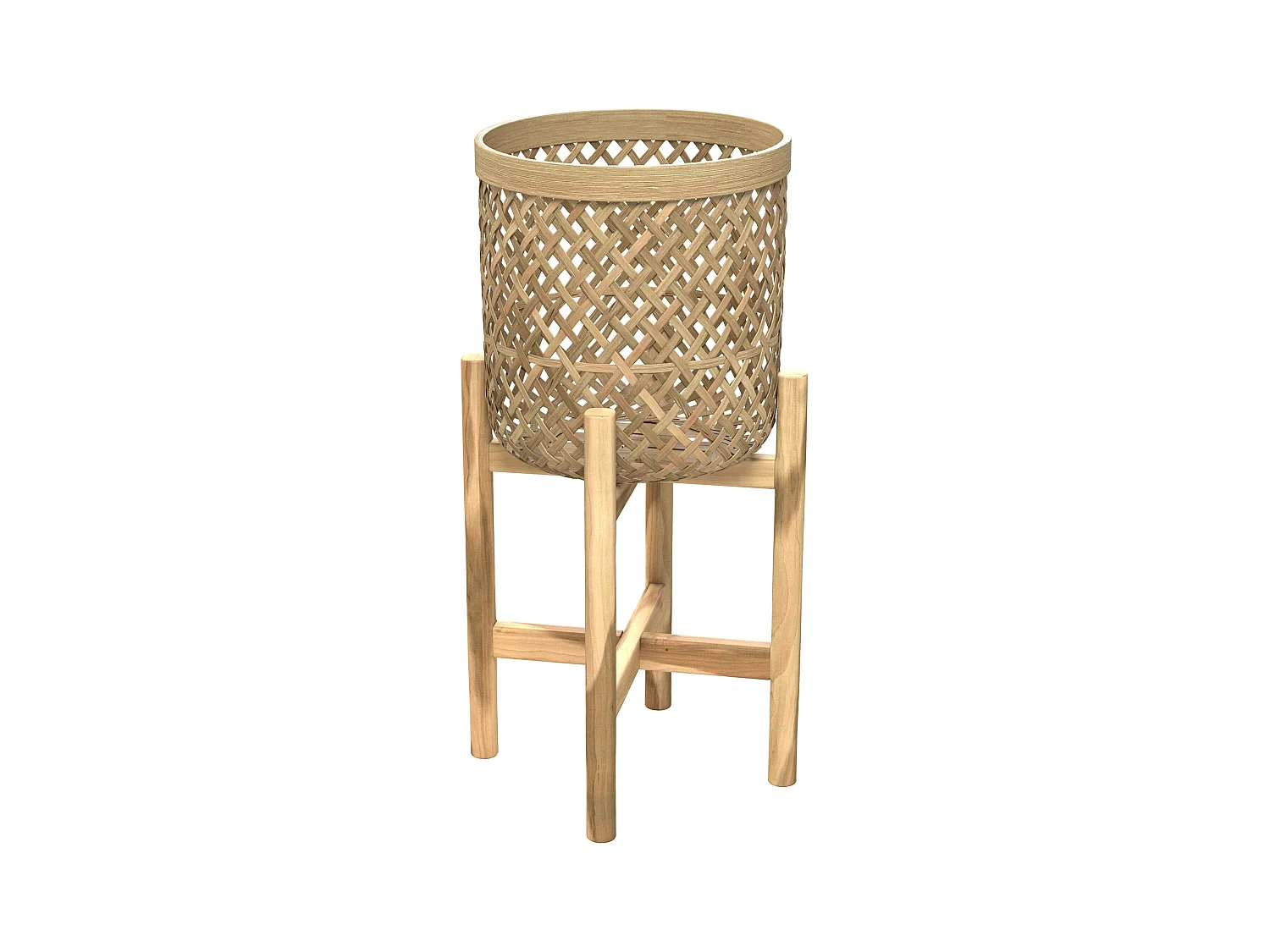 Cache-pot pieds en teck et bambou (lot de 2) - Mila