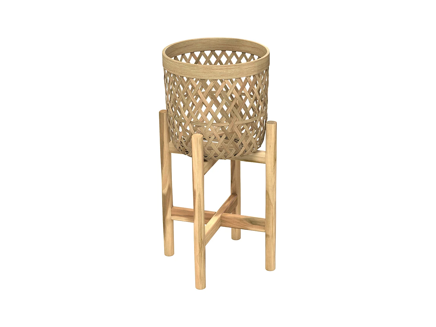Cache-pot pieds en teck et bambou (lot de 2) - Mila