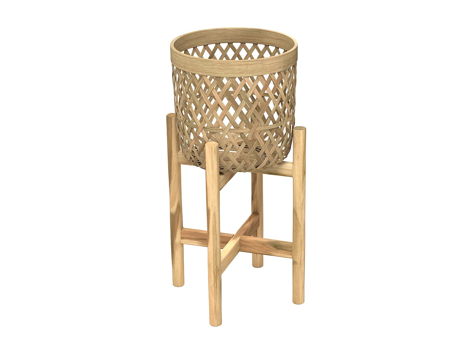 Cache-pot pieds en teck et bambou (lot de 2) - Mila