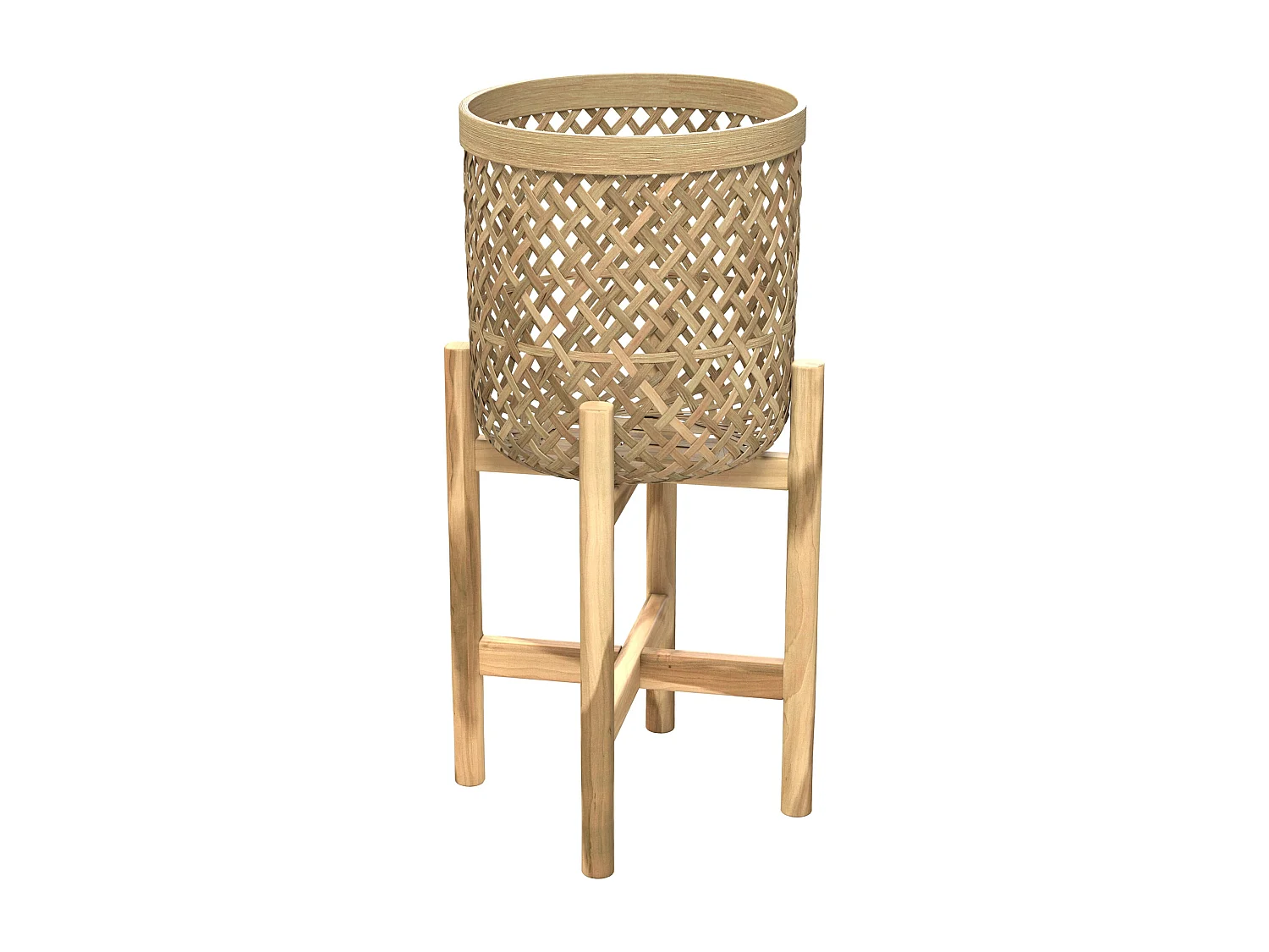 Cache-pot pieds en teck et bambou (lot de 2) - Mila