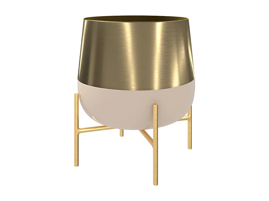 Cache-pot en métal rose clair et laiton - Moose