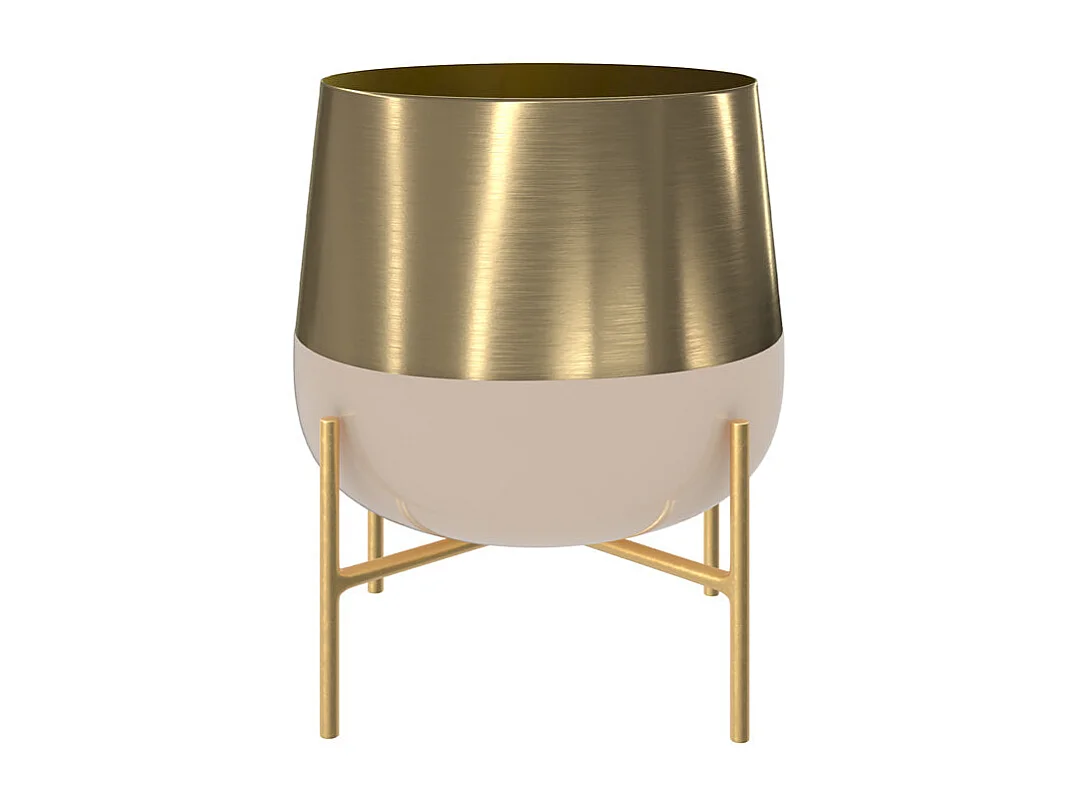 Cache-pot en métal rose clair et laiton - Moose