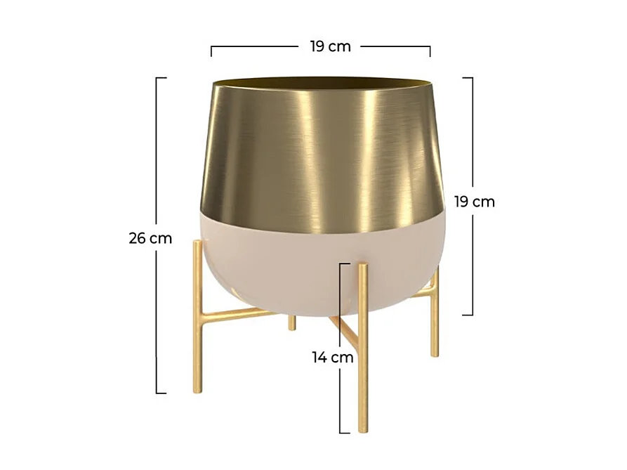 Cache-pot en métal rose clair et laiton - Moose