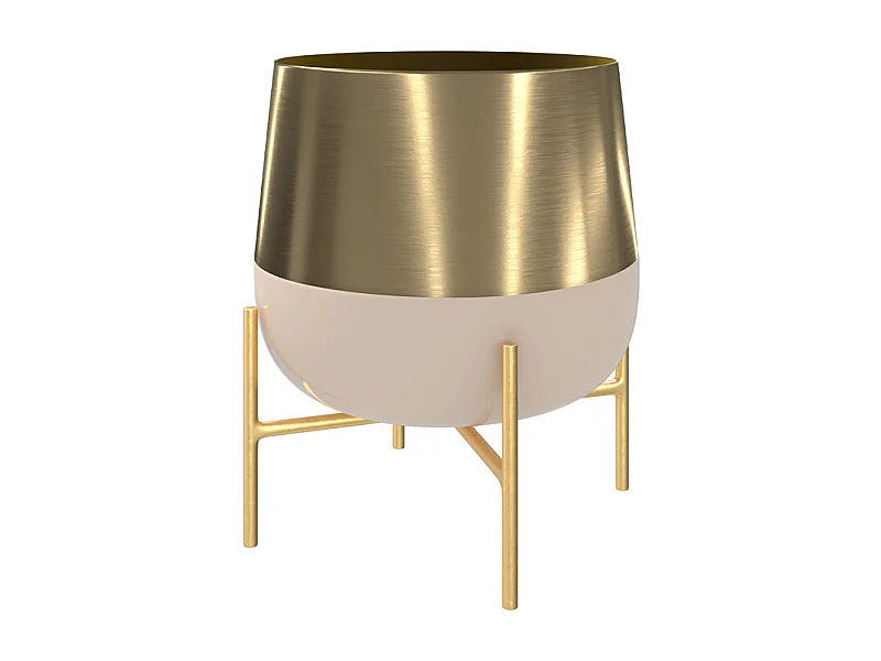 Cache-pot en métal rose clair et laiton - Moose