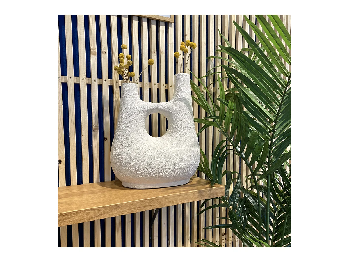 Vaso decorativo bianco in terracotta H42cm - Cruz