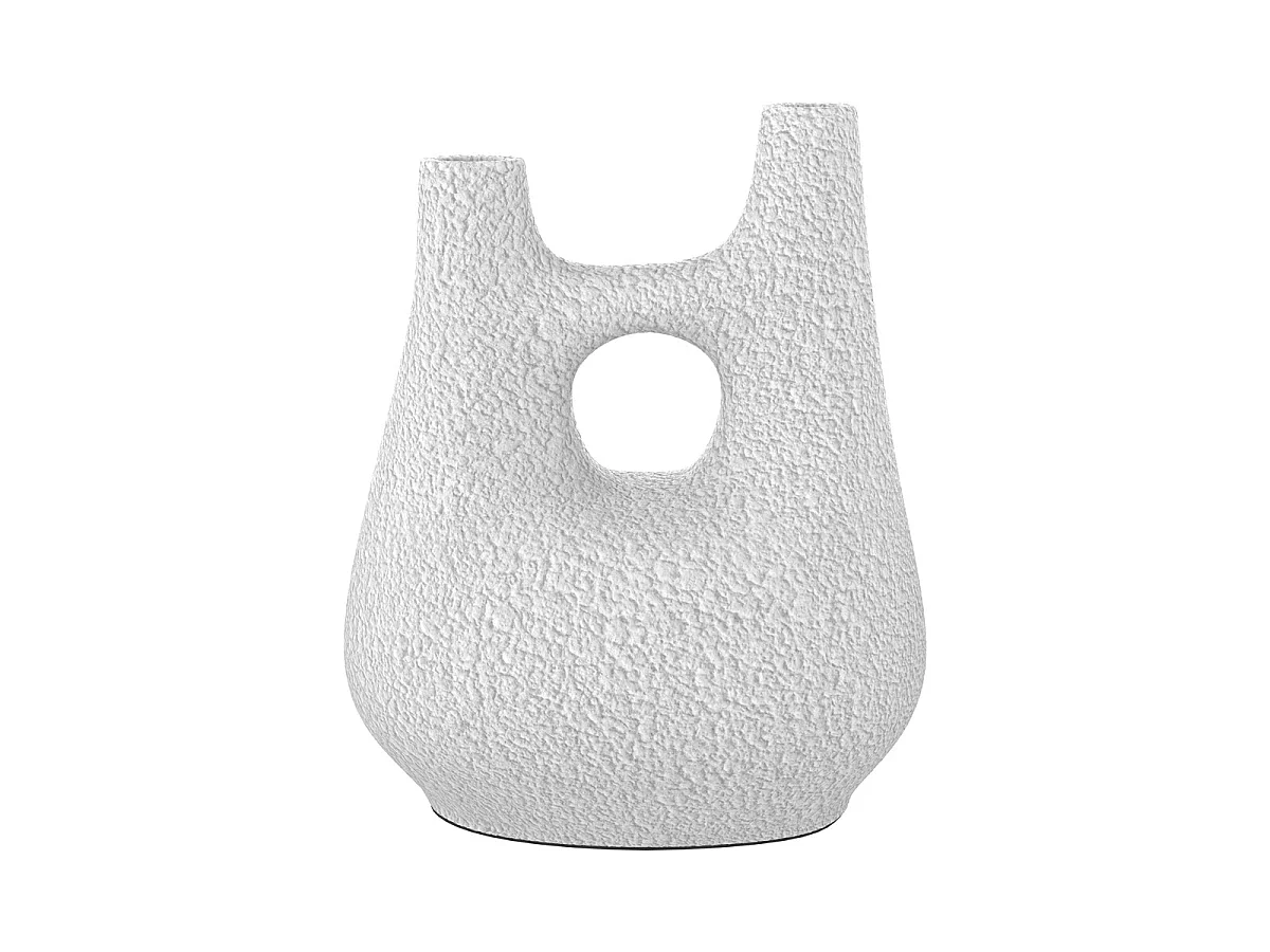 Vase décoratif blanc en terre cuite H42cm - Cruz