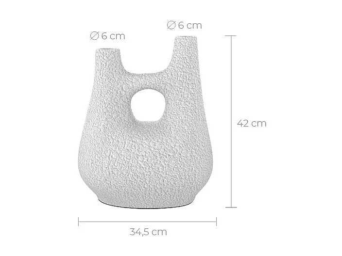 Vase décoratif blanc en terre cuite H42cm - Cruz