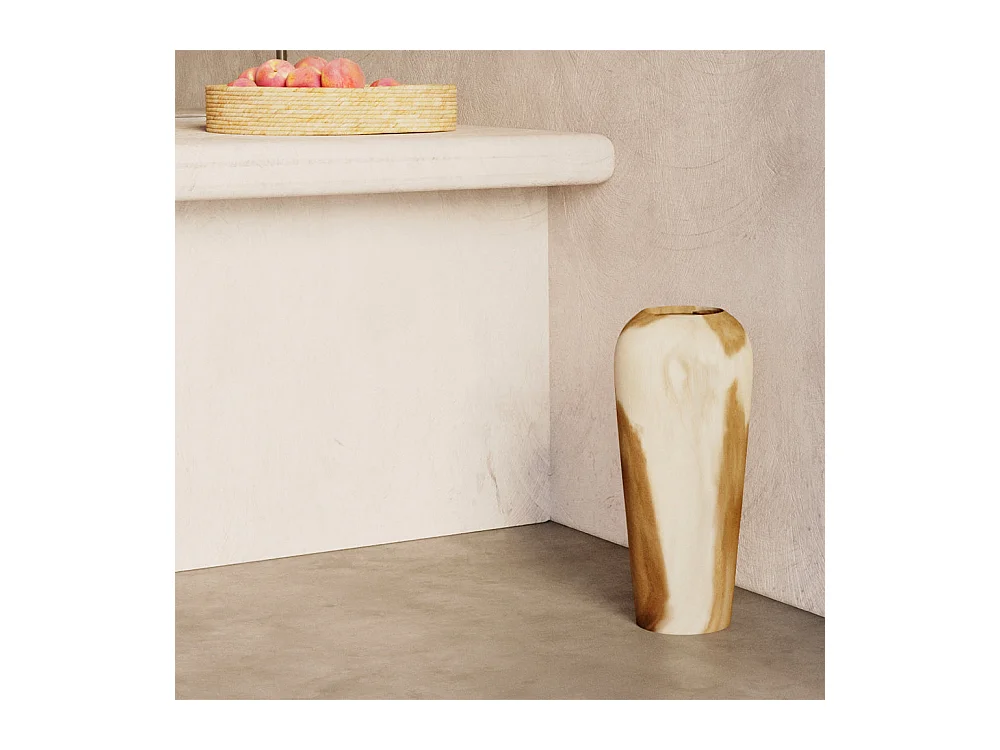 Jarrón decorativo en madera de suar H60 cm - Makkar