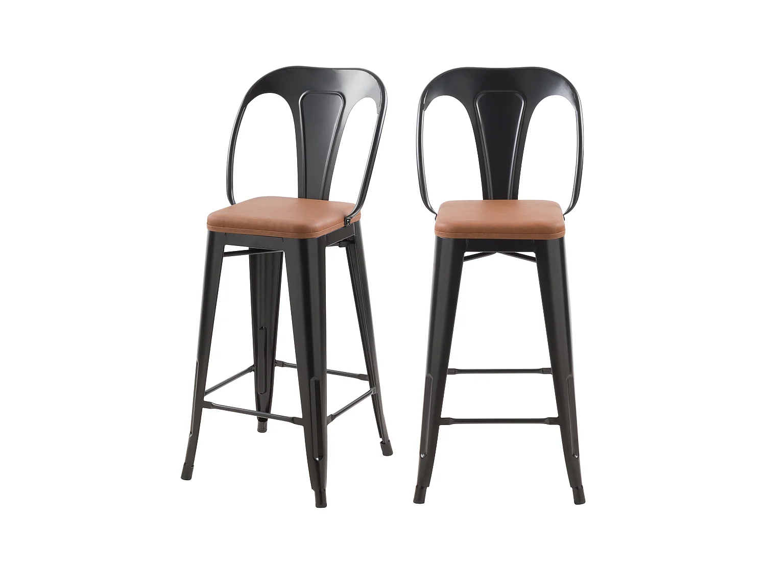 Lot de 2 chaises pour îlot central 68 cm noires et marron - Charly