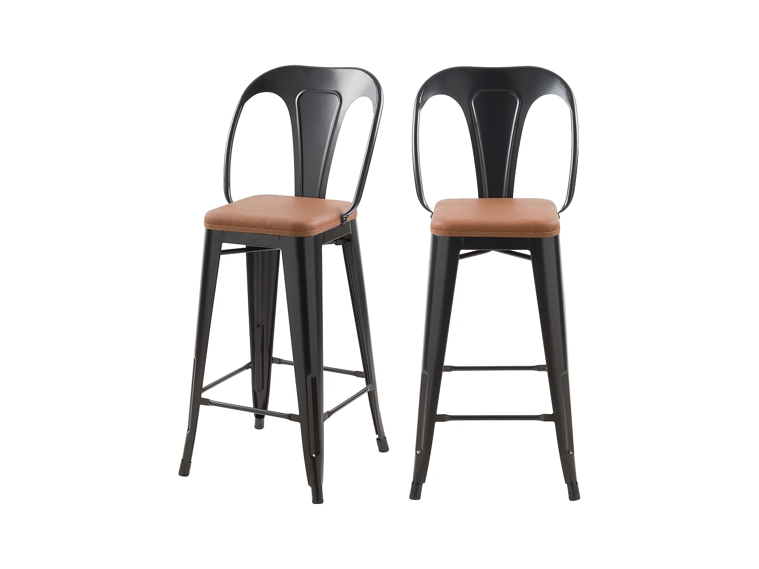 Lot de 2 chaises pour îlot central 68 cm noires et marron - Charly