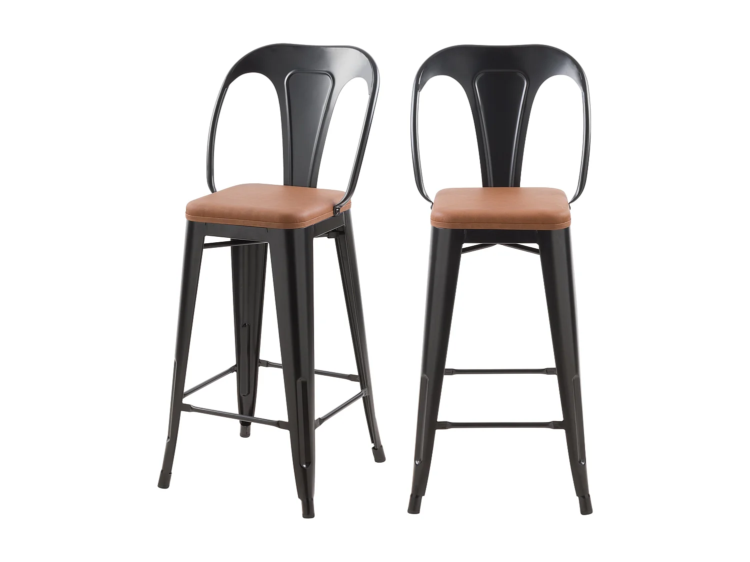 Set di 2 sedie per isola centrale 68 cm nere e marroni - Charly