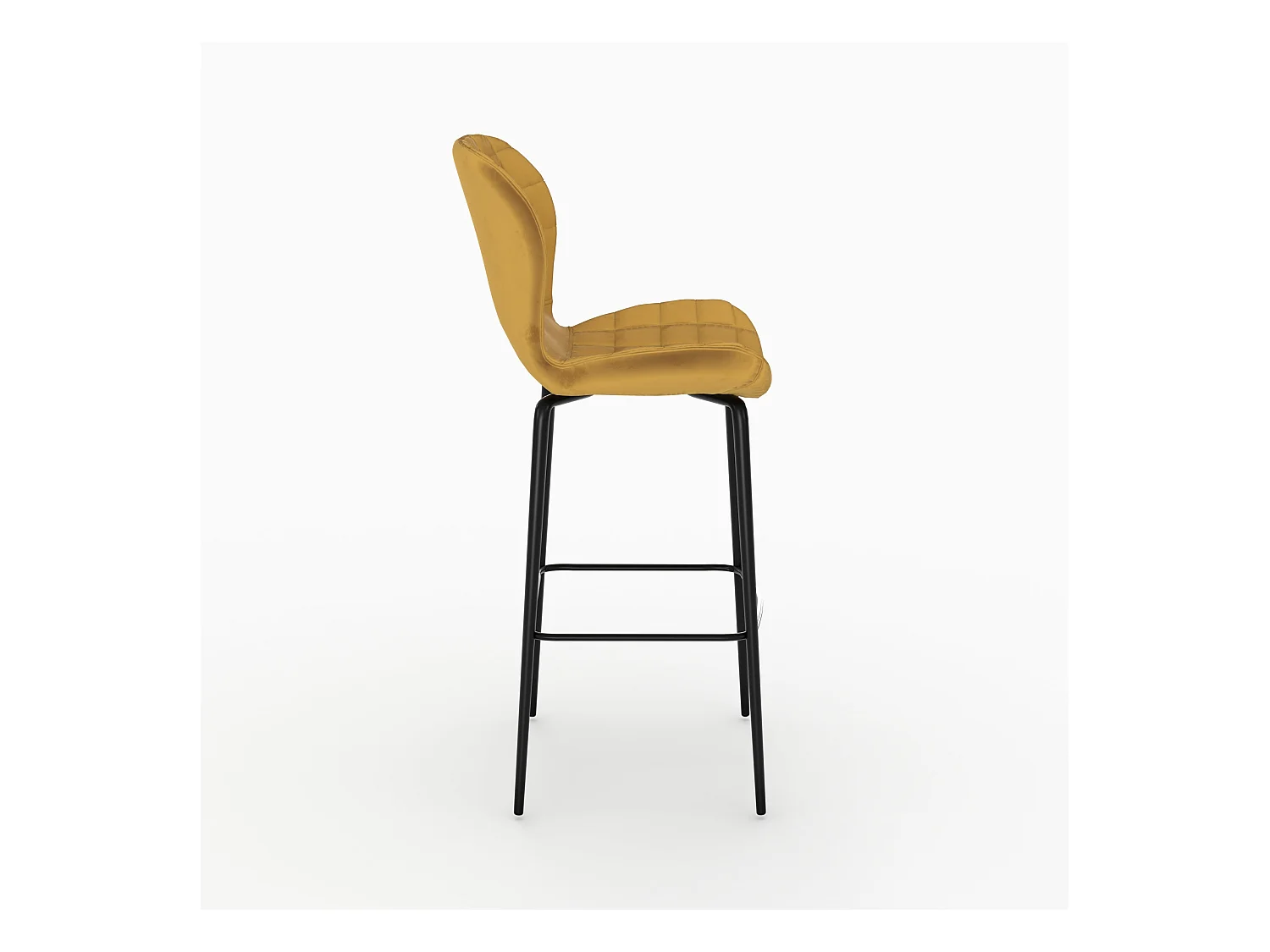 Lot de 2 chaises de bar en velours jaune curry 75 cm - Mazzia