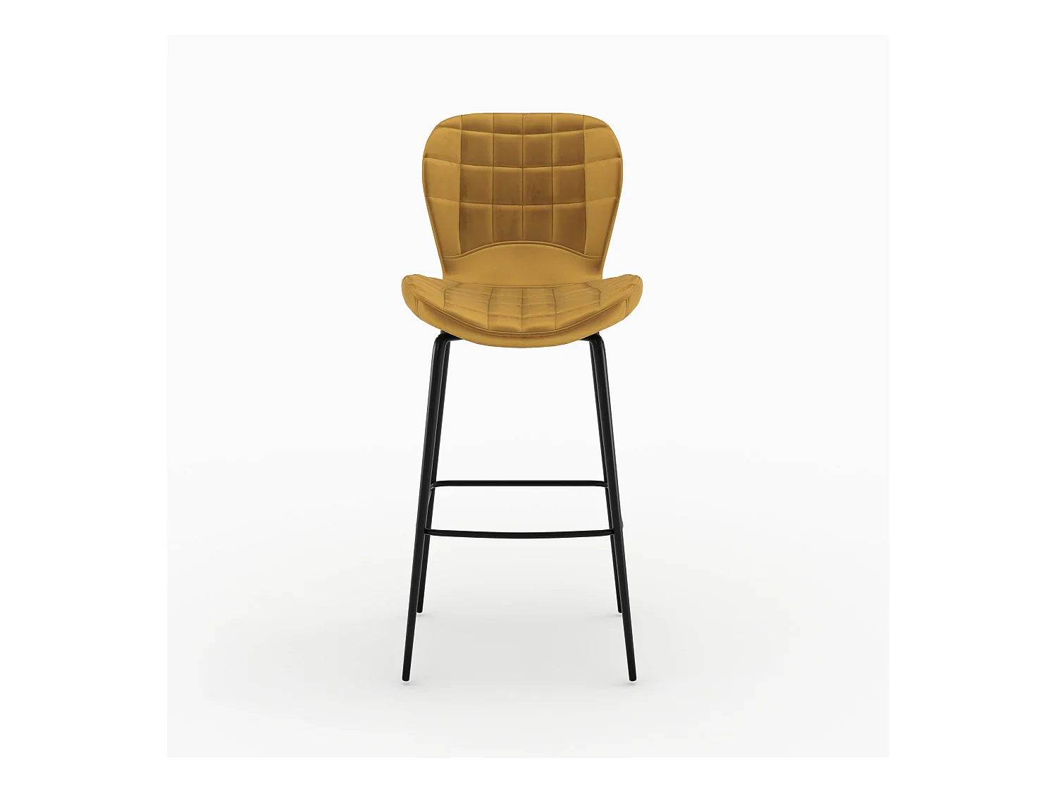 Lot de 2 chaises de bar en velours jaune curry 75 cm - Mazzia