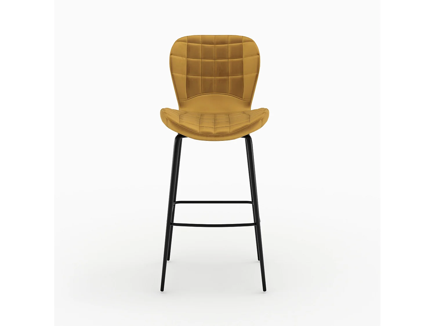 Lot de 2 chaises de bar en velours jaune curry 75 cm - Mazzia