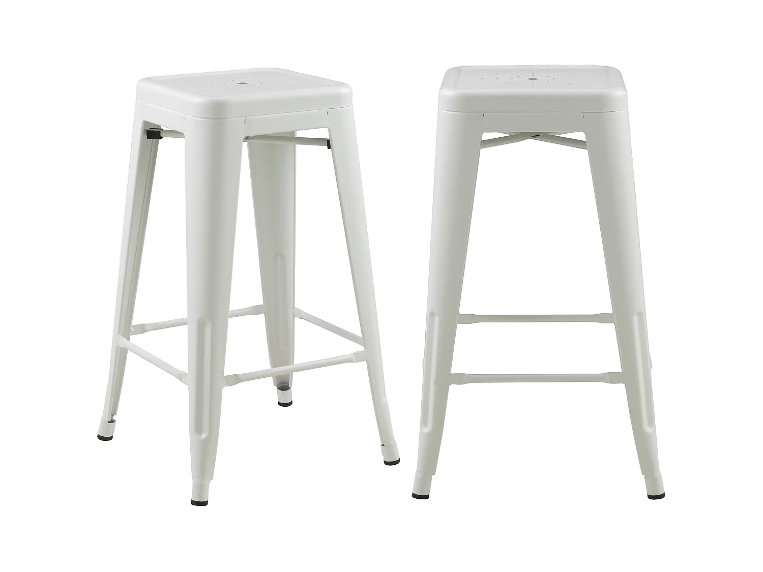 Set de 2 taburetes para isla de cocina en metal blanco mate 66 cm - Indus