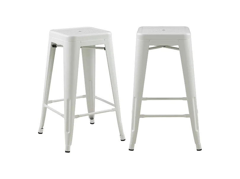Set de 2 taburetes para isla de cocina en metal blanco mate 66 cm - Indus