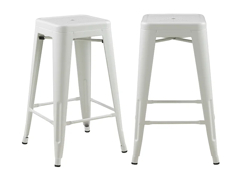 Lot de 2 tabourets pour îlot central 66 cm en métal blanc mat - Indus
