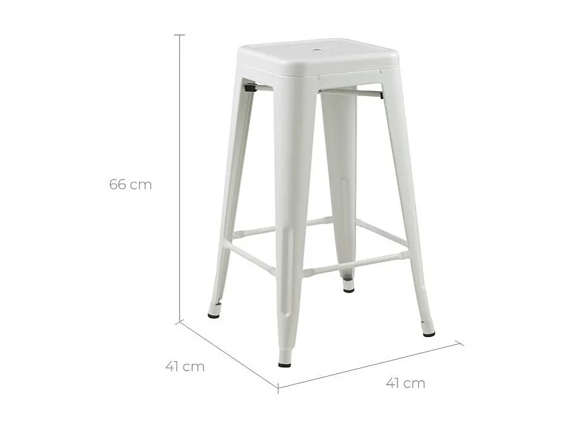 Set di 2 sedie per isola centrale in metallo bianco opaco 66 cm - Indus