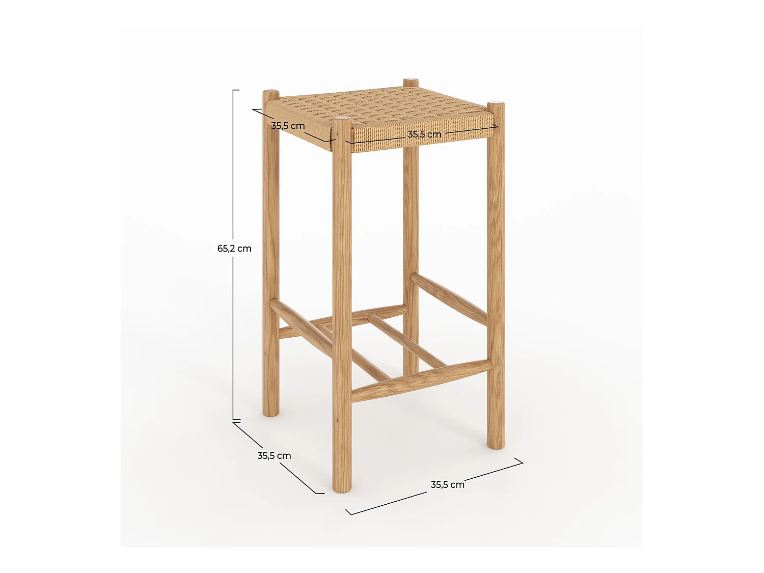 Sedia per isola centrale in vimini e legno 65 cm - Kepler