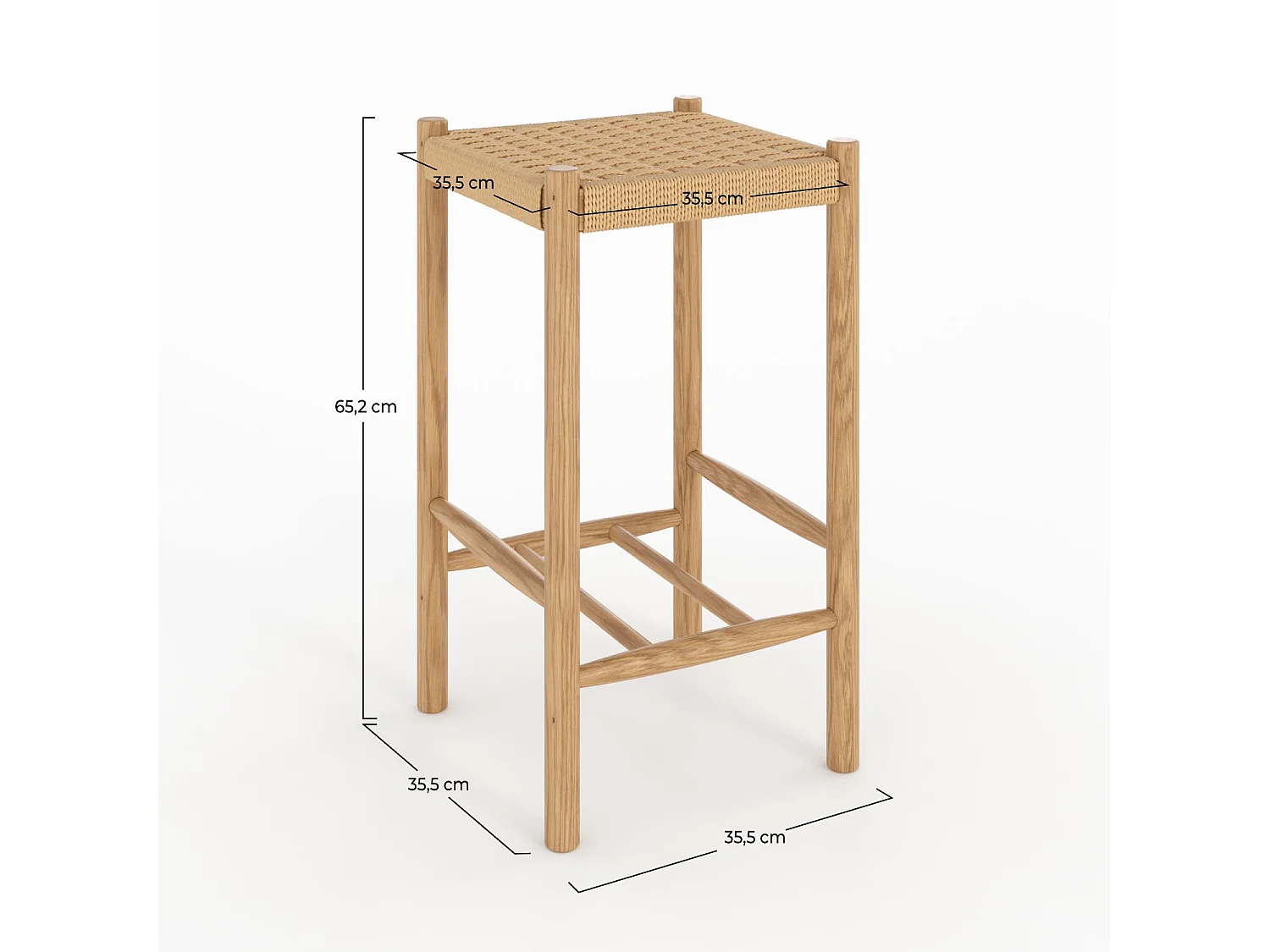 Tabouret pour îlot central 65 cm en tressage et bois - Kepler